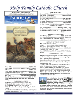 Bulletin for June 21, 2015 - Holy Family Catholic Church