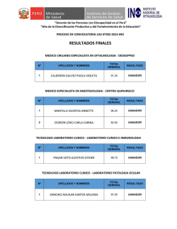RESULTADOS FINALES - Instituto Nacional de Oftalmolog&iacute;a