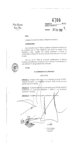 Texto Ordenado Ley 10027 - Régimen Municipal