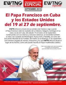 El Papa Francisco en Cuba y los Estados Unidos del 19 al 27 de