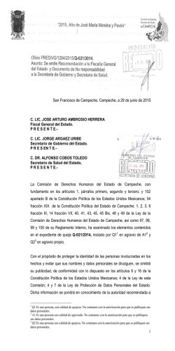 1 San Francisco de Campeche, Campeche, a 29 de