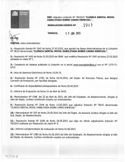 Adjudica Licitación N° 78/2015 "CLINICA DENTAL MOVIL