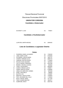 Tribunal Electoral Provincial Elecciones Provinciales 05/07/2015