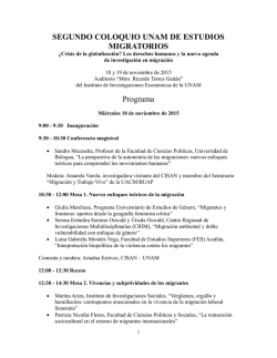 Programa - Segundo Coloquio UNAM de Estudios Migratorios