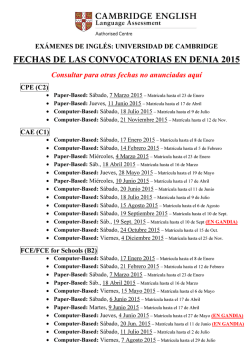fechas de las convocatorias en denia 2015