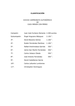 CLASIFICACIÓN XXXVIII CAMPEONATO AUTONÓMICO DE CAZA