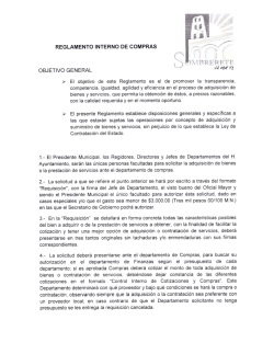 Reglamento Interno del Departamento de Compras Municipio de