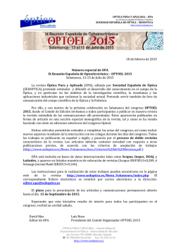 18 de febrero de 2015 Número especial de OPA IX Reunión