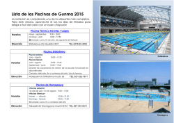 Lista de las Piscinas de Gunma 2015