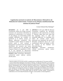 Legislación nacional en materia de Mecanismos Alternativos de