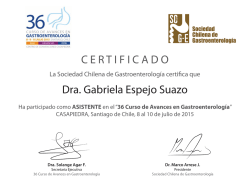 C E R T I F I C A D O Dra. Gabriela Espejo Suazo