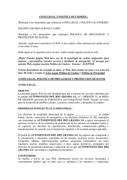 Aviso Legal - Automóviles del Río Aranda