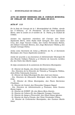 i. municipalidad de chillan acta de sesion ordinaria del h. concejo
