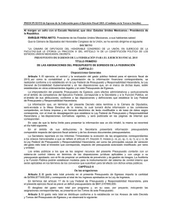 PRESUPUESTO de Egresos de la Federación para el