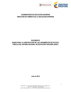 VICEMINISTERIO DE EDUCACIÓN SUPERIOR DIRECCIÓN DE