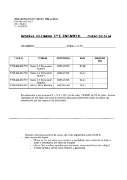 Lista de Libros - colegio `virgen milagrosa`