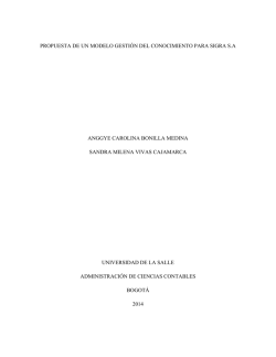 propuesta de un modelo gesti&oacute;n del conocimiento para sigra sa