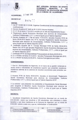 mat: aprueba entrega de aporte - I. Municipalidad de Algarrobo