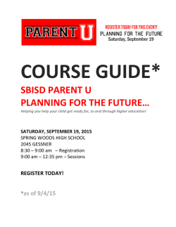 Parent U Course Guide - Spring Branch Independent School District