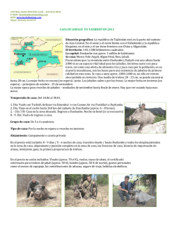 CAZA DE JABALIE EN TADJIKISTAN 2011 Situación geográfica: La