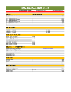 LISTA EQUIPAMIENTOS 2015