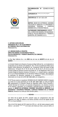 Recomendaci&oacute;n N&deg; 5 - Comisi&oacute;n Estatal de Derechos Humanos de