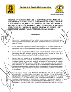 Partido de la Revolución Democrática ACUERDO