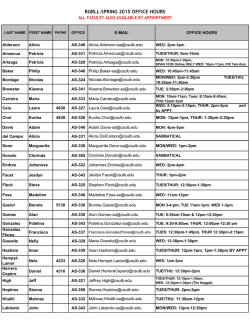 Spring 15 Office Hours