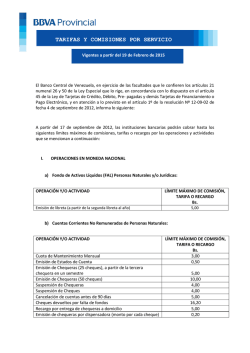 V TARIFAS Y COMISIONES POR SERVICIO