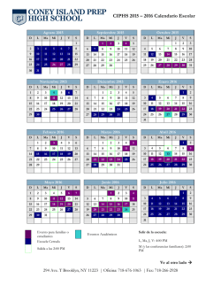 CIPHS 2015 – 2016 Calendario Escolar