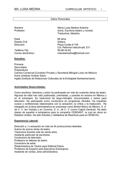 CV - Mar&iacute;a Luisa Medina - Escritora, actriz y directora