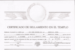 CERTIFICADO DE SELLAMIENTO EN EL TEMPLO