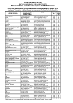 ERASMUS-BETREUER AM ITMK OUTGOING