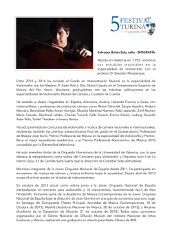 Salvador Bolón Edo, cello - BIOGRAFÍA Nacido en Valencia en
