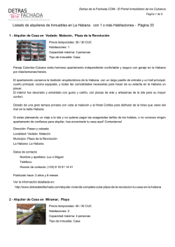Listado de alquileres de Inmuebles en La Habana con 1 o más