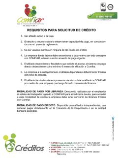 REQUISITOS PARA SOLICITUD DE CR&Eacute;DITO