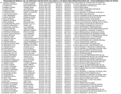 programación mensual de los servicios contratados con