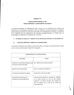 CRONOGRAMA DE LA CONVOCATORIA ACTIVIDAD FECHA