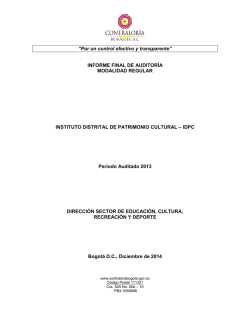 “Por un control efectivo y transparente” INFORME FINAL DE