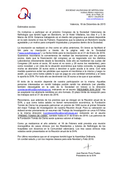 invitación e información - Sociedad Valenciana de Nefrología