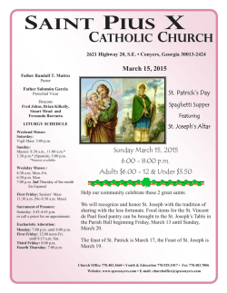 March 15, 2015 - St. Pius X Catholic Church