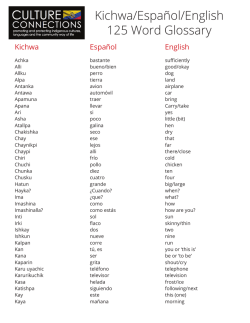 Kichwa/Español/English 125 Word Glossary
