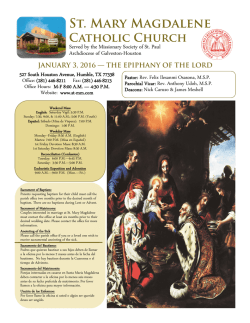 January 3, 2016 - St. Mary Magdalene