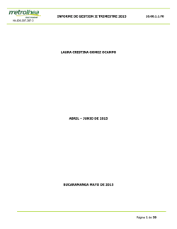 INFORME DE GESTION II TRIMESTRE 2015 LAURA CRISTINA