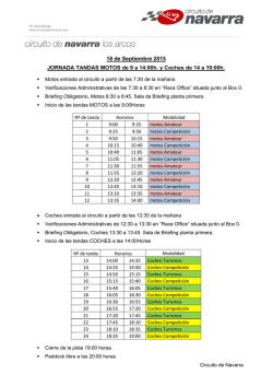 18 de Septiembre 2015 JORNADA TANDAS MOTOS de 9 a 14:00h