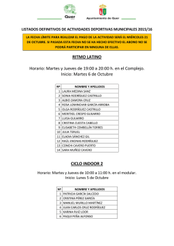 RITMO LATINO Horario: Martes y Jueves de 19:00 a 20:00 h. en el