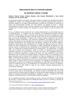 Alternativas para la vivienda popular en América Latina y Caribe