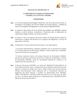 Resolución No. ARCONEL-001/ 15 EL DIRECTORIO DE LA