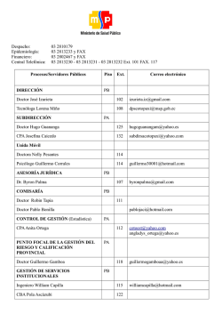 Despacho: 03 2810179 Epidemiología: 03 2813233 y FAX