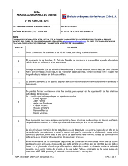 ACTA ASAMBLEA ORDINARIA DE SOCIOS 01 DE ABRIL DE 2015